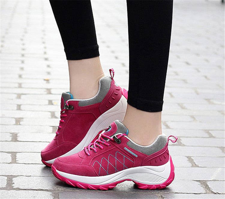Women's Premium Nubuck Thick-Sole Sneakers