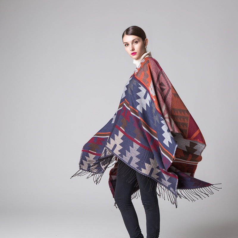 Geometric Diamond Cape Scarf
