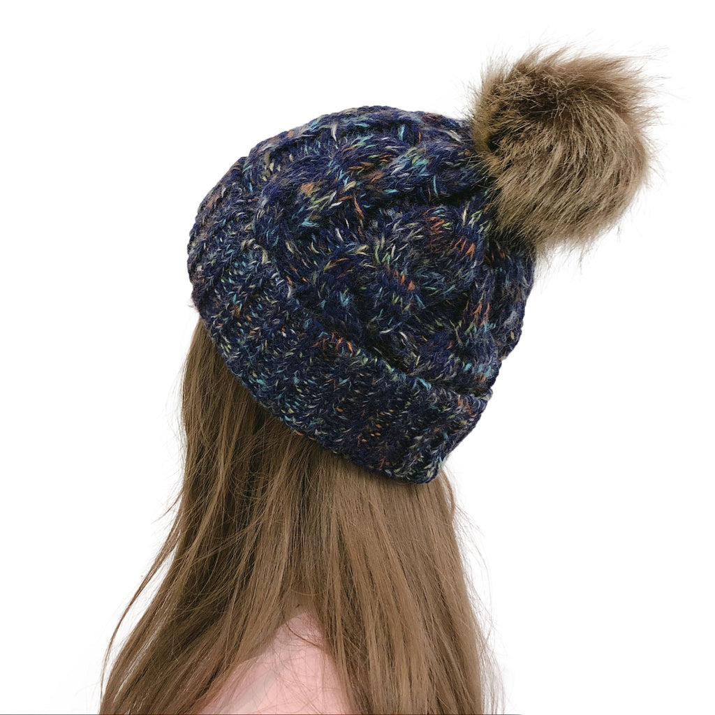 2019 Colorful Pom Pom Knit Beanie for Ponytail