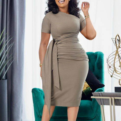 Tie Waist Short Sleeve Dress