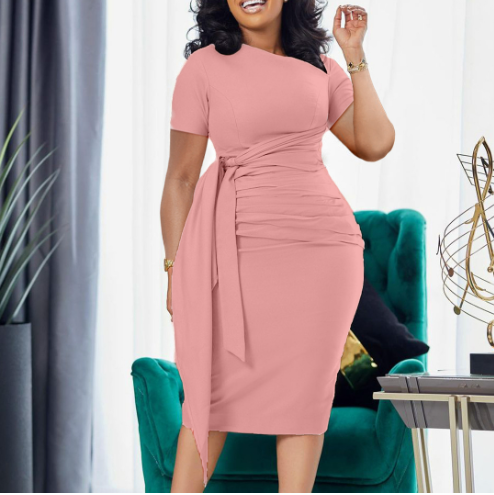 Tie Waist Short Sleeve Dress