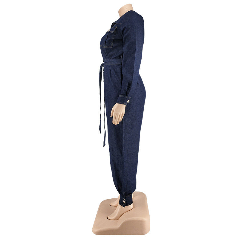 Plus-Size Denim Jumpsuit