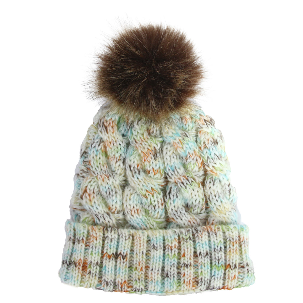 2019 Colorful Pom Pom Knit Beanie for Ponytail