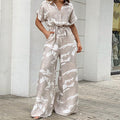 Print Lace-Up Straight Leg Jumpsuit – Casual & Chic One-Piece