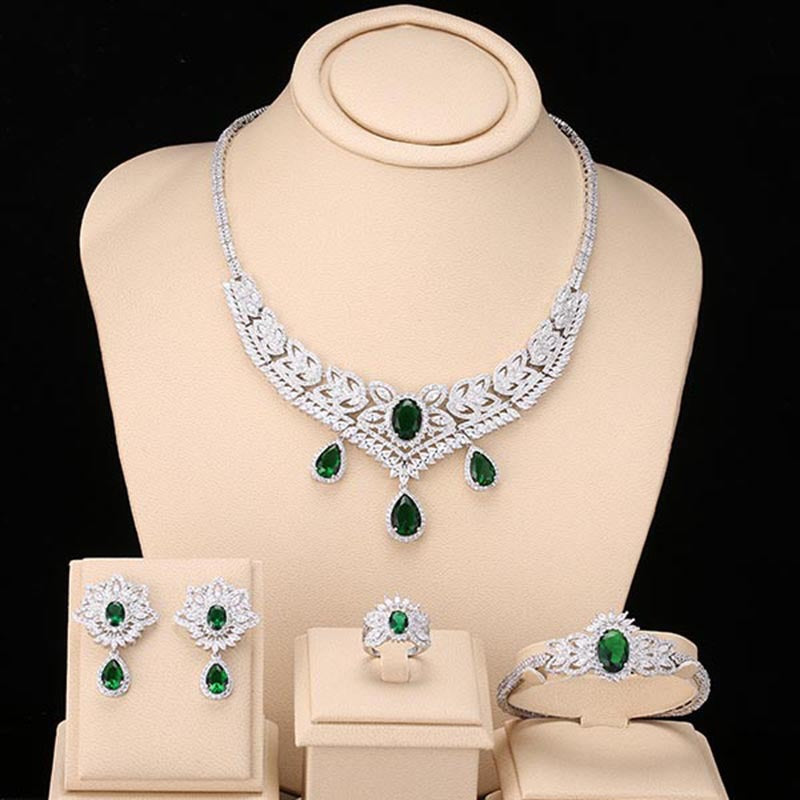 Luxe Zirconia Bridal Jewelry Set – Necklace, Earrings & Bracelet