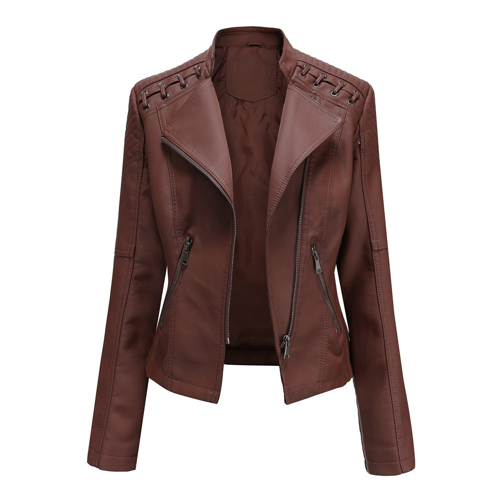 Slim-Fit PU Leather Jacket