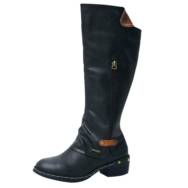 Patent Leather Flat Side-Zip Boots