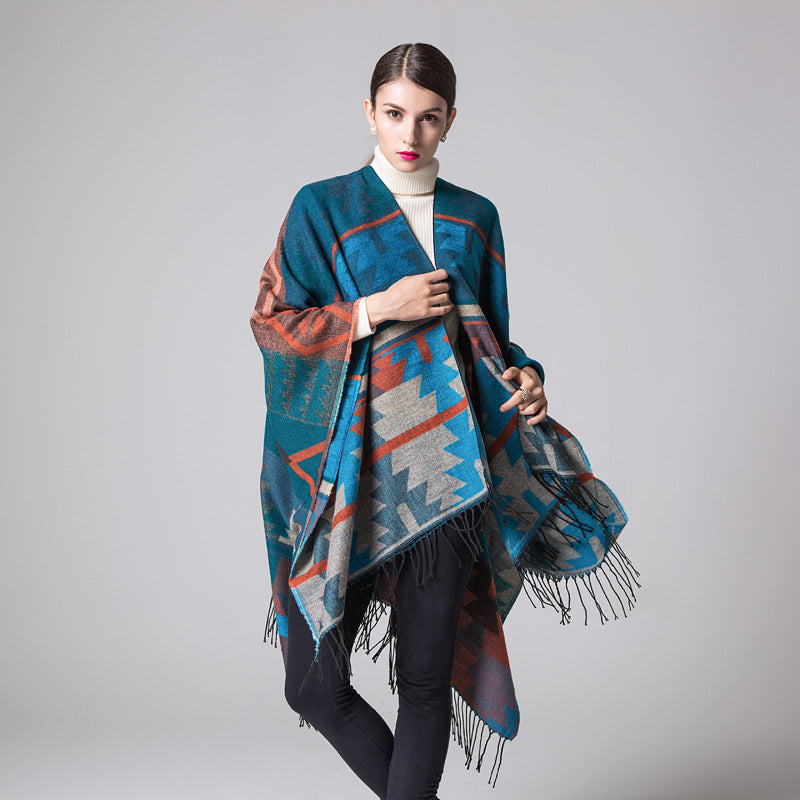 Geometric Diamond Cape Scarf