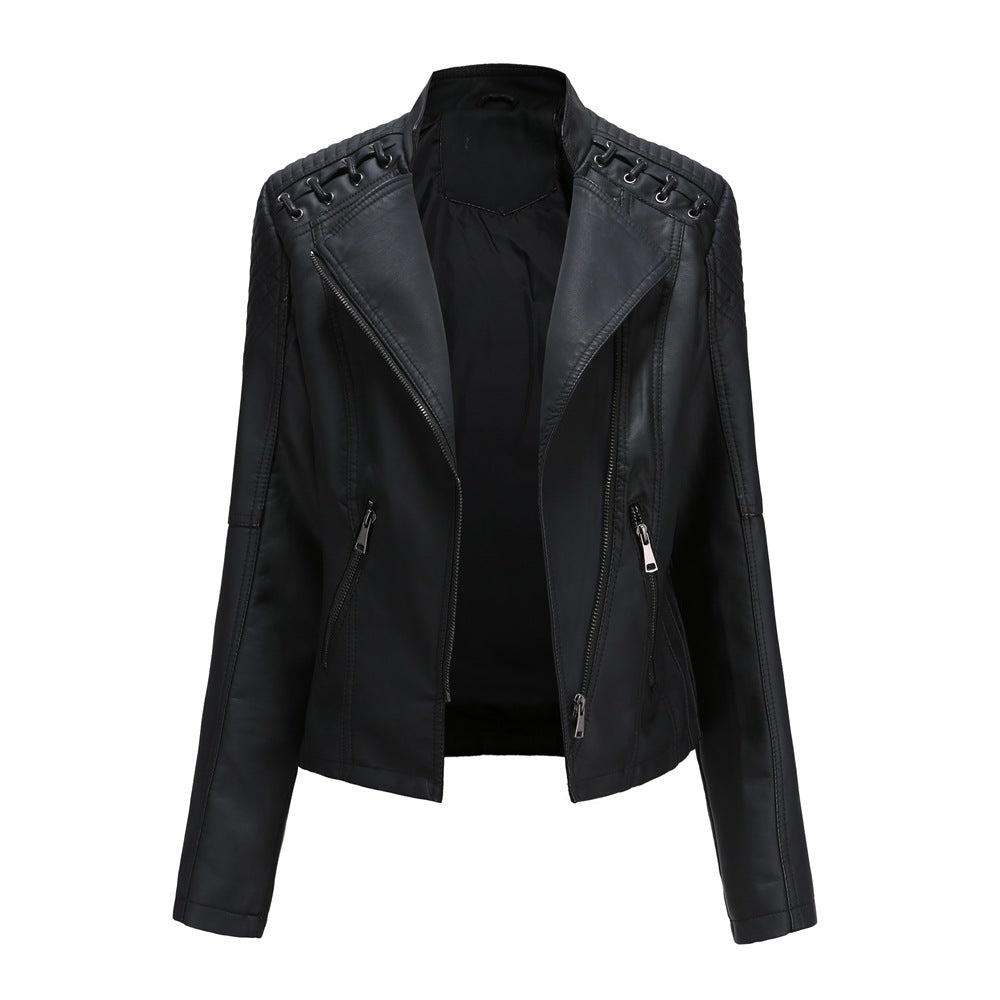 Slim-Fit PU Leather Jacket