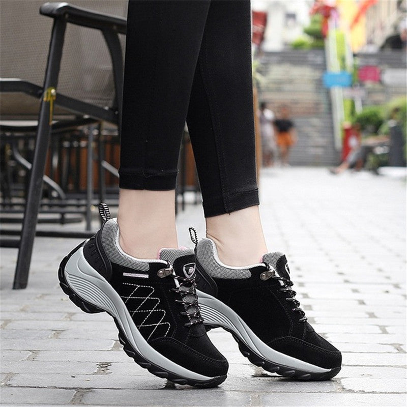 Women's Premium Nubuck Thick-Sole Sneakers