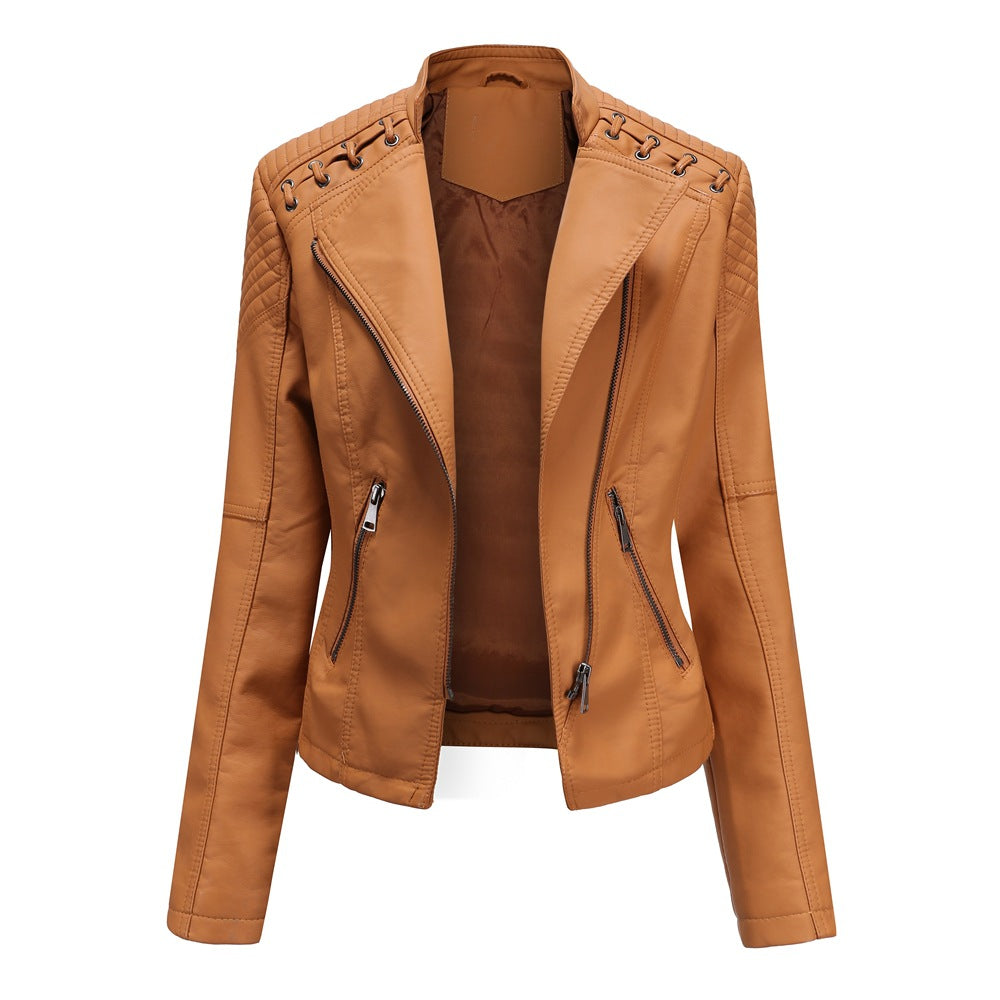 Slim-Fit PU Leather Jacket