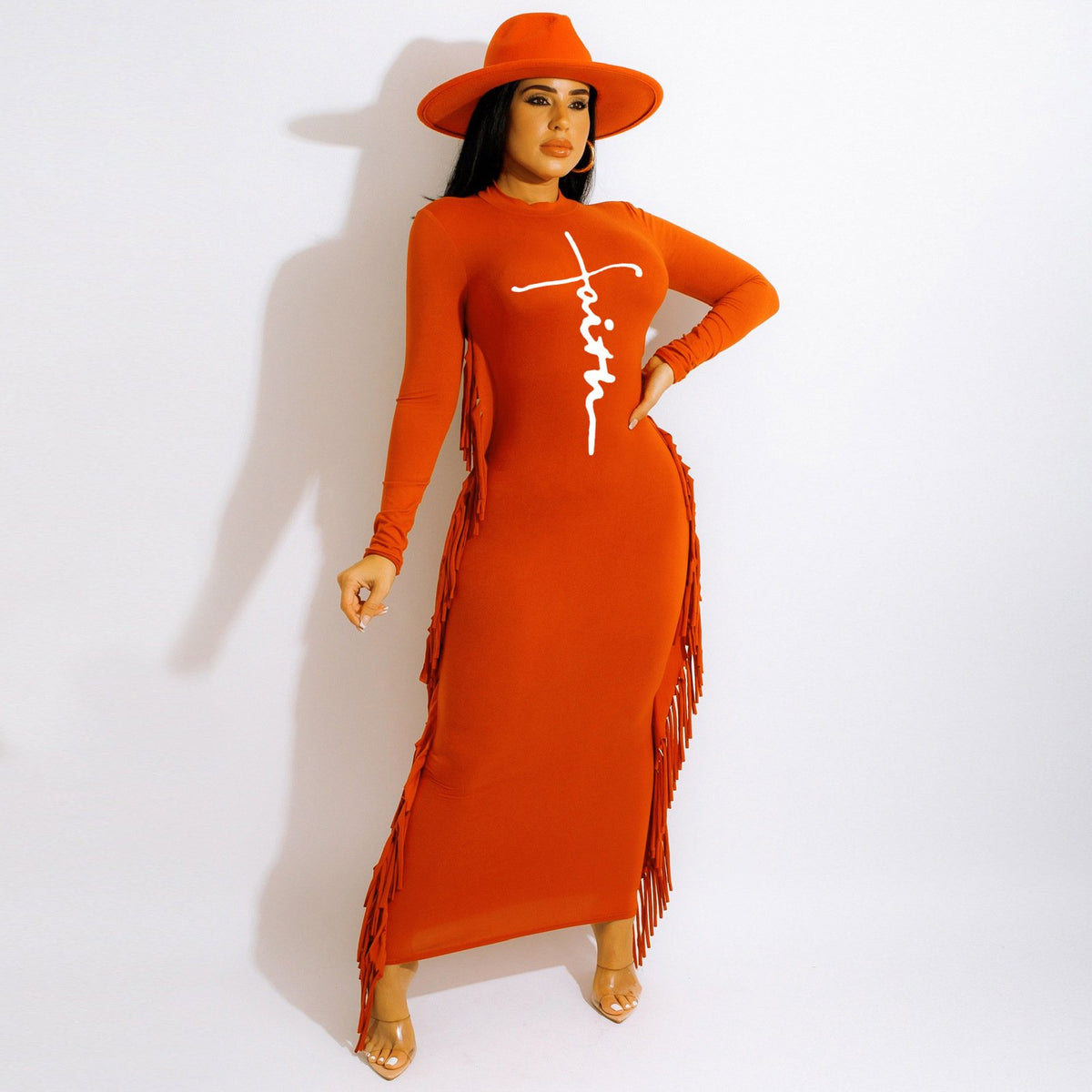 Printed Tassel Maxi Dress