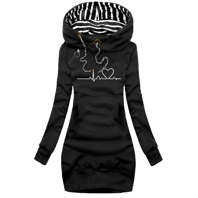 Slim-Fit Hooded Sweater – Cozy Mid-Length Style