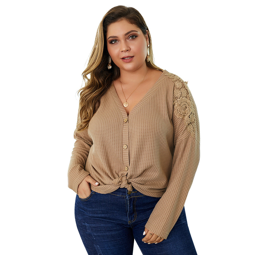 Plus Size Button-Front Knit Cardigan