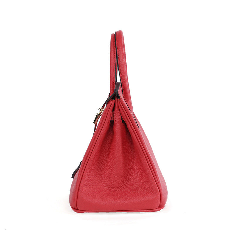 Platinum Luxe Cowhide Handbag – Premium Leather Shoulder Bag