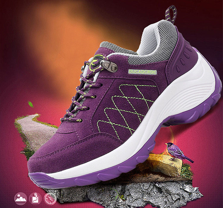 Women's Premium Nubuck Thick-Sole Sneakers