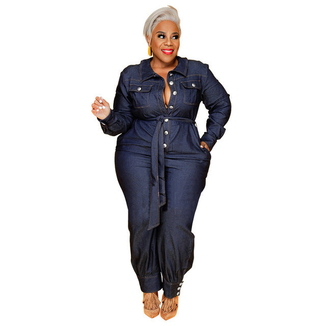 Plus-Size Denim Jumpsuit