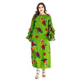 Plus Size Printed Lotus Sleeve Maxi Dress