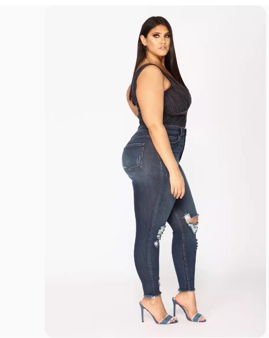 Plus Size High Waist Shredded Jeans