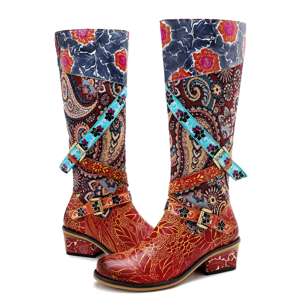 Retro Heavy Industry Printed Women's Boots