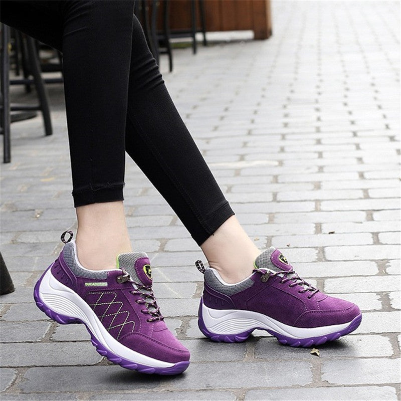 Women's Premium Nubuck Thick-Sole Sneakers