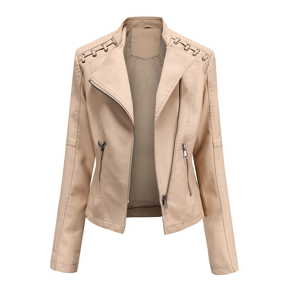Slim-Fit PU Leather Jacket