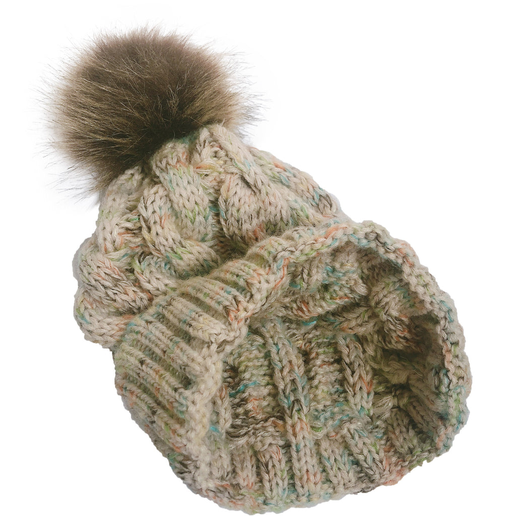 2019 Colorful Pom Pom Knit Beanie for Ponytail