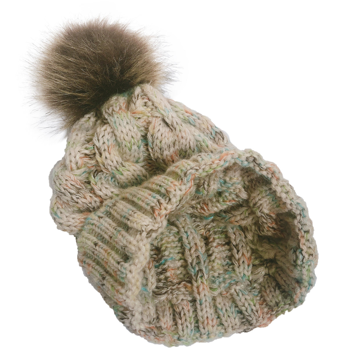 2019 Colorful Pom Pom Knit Beanie for Ponytail