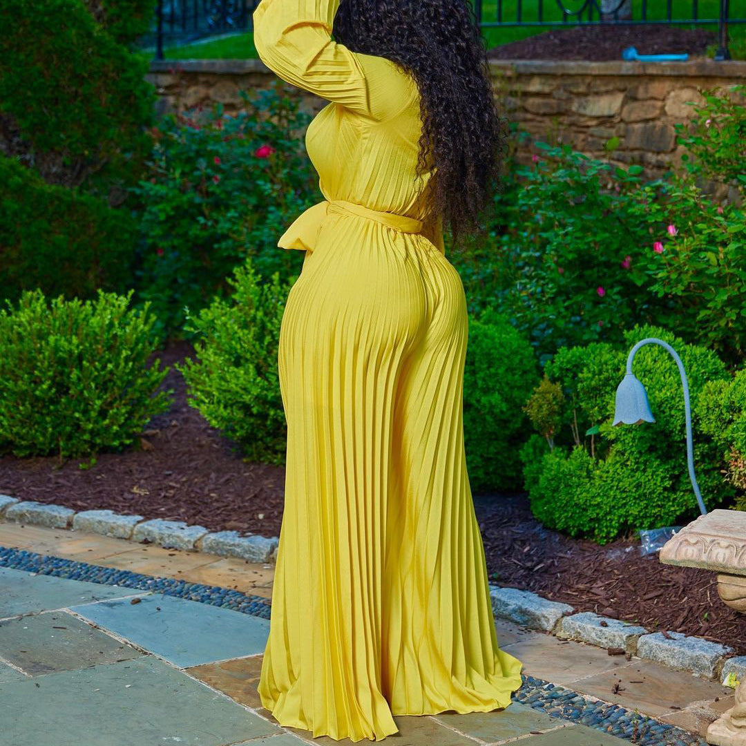 Plus Size Ruffle V-Neck Jumpsuit