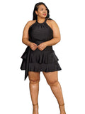 Plus Size High Waist Backless Mini Dress
