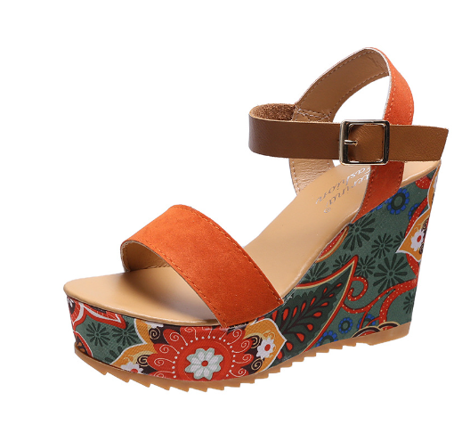 Women's Embroidered Wedge Sandals