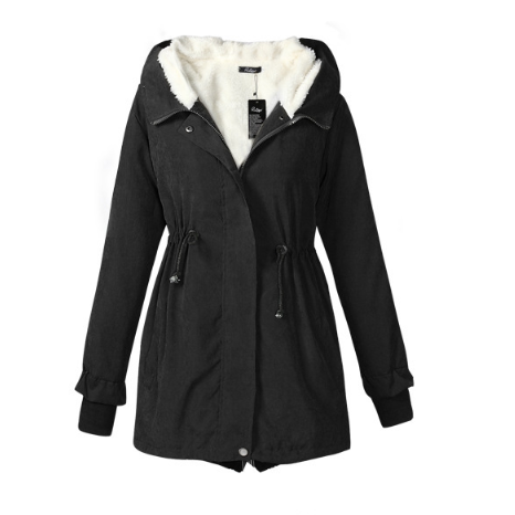 Long Cotton Coat with Lamb Fleece Design