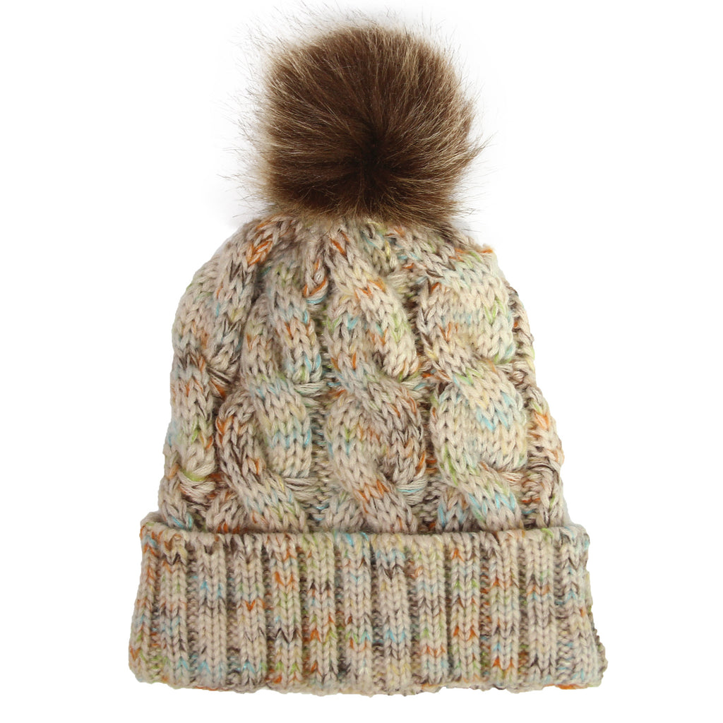 2019 Colorful Pom Pom Knit Beanie for Ponytail