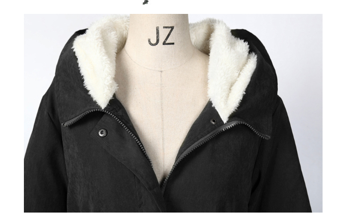Long Cotton Coat with Lamb Fleece Design