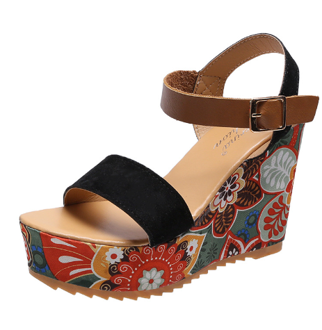 Women's Embroidered Wedge Sandals