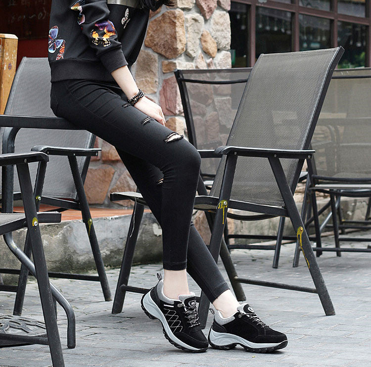Women's Premium Nubuck Thick-Sole Sneakers