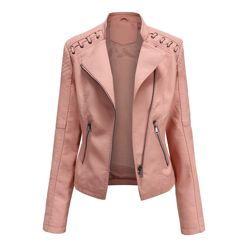 Slim-Fit PU Leather Jacket