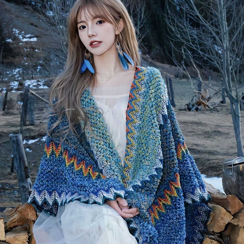 Fringed Gradient Cape Scarf