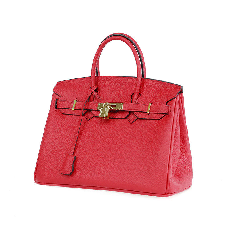 Platinum Luxe Cowhide Handbag – Premium Leather Shoulder Bag