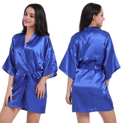 Plus Size Silk Wedding Robe, Mid-Sleeve Homewear