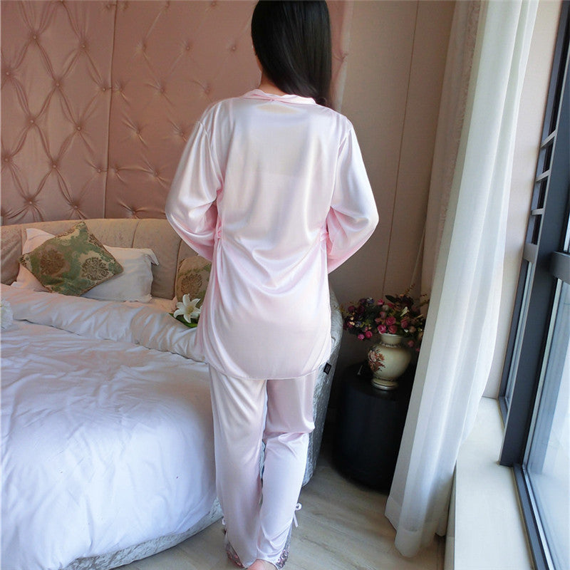 Chic Ice Silk Women's Loungewear Trio