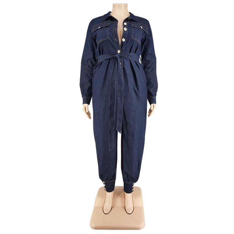 Plus-Size Denim Jumpsuit