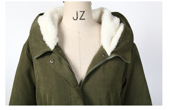 Long Cotton Coat with Lamb Fleece Design