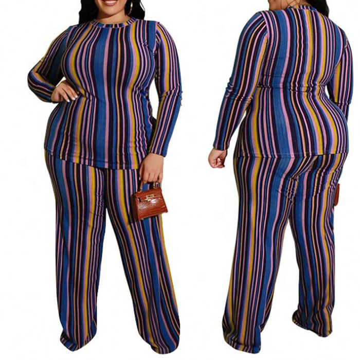 Plus Size Striped Knit 2-Piece Set