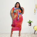 Plus Size Printed Milk Silk Midi Dress