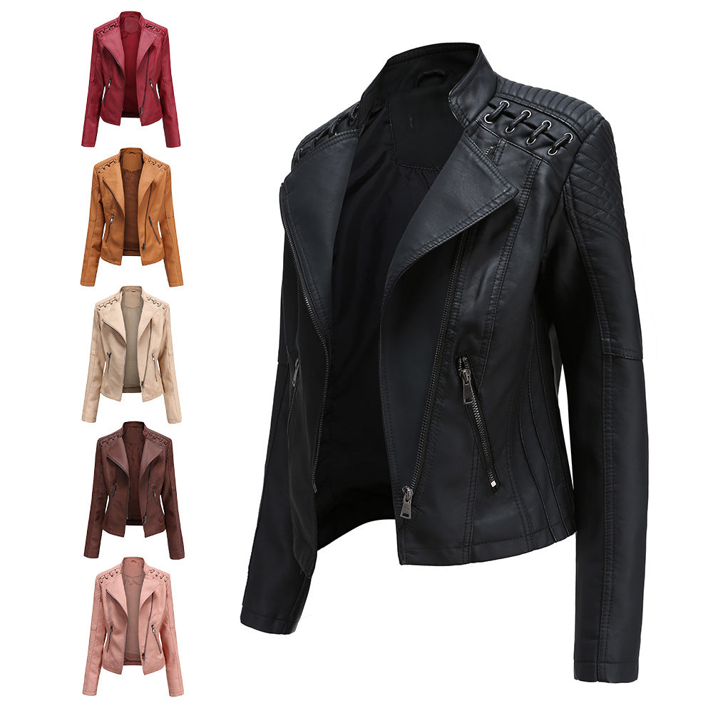 Slim-Fit PU Leather Jacket