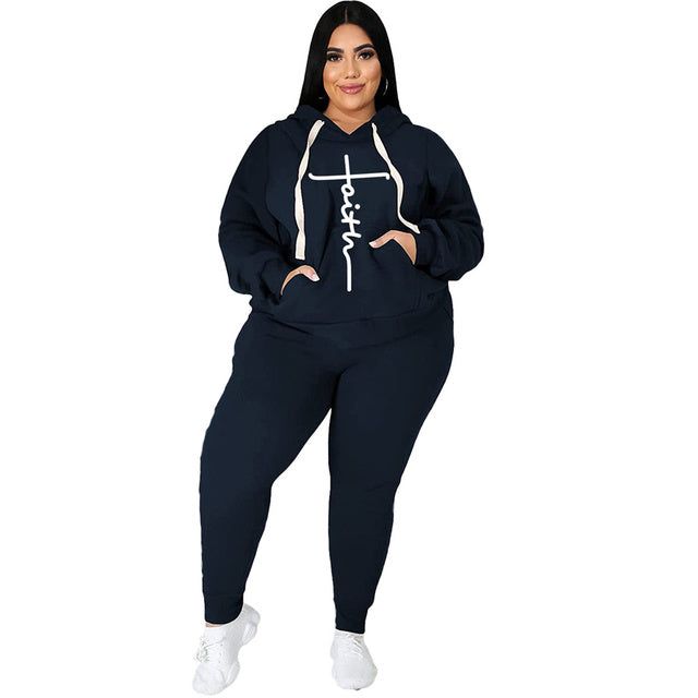 Plus Size 2-Piece Tracksuit Set