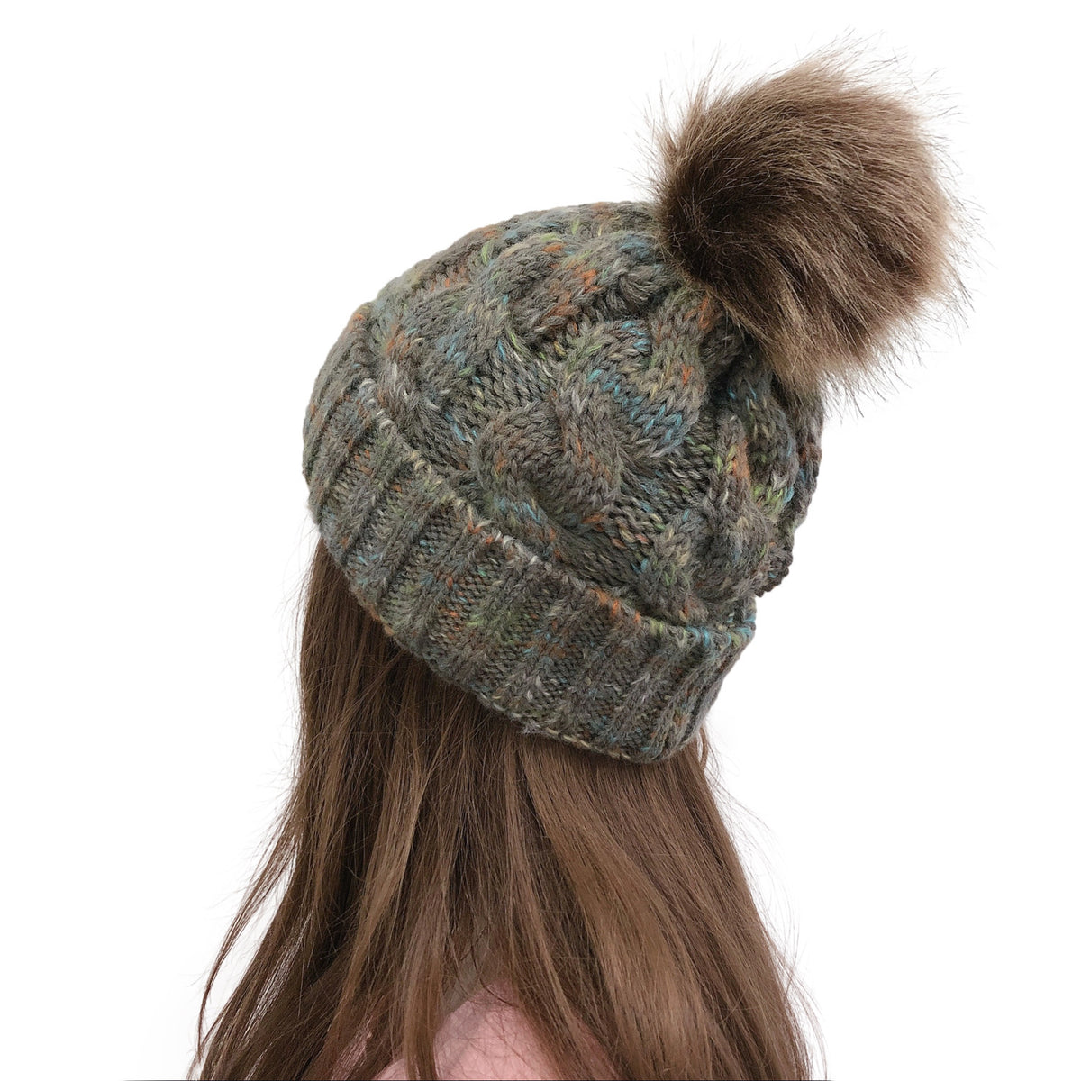 2019 Colorful Pom Pom Knit Beanie for Ponytail