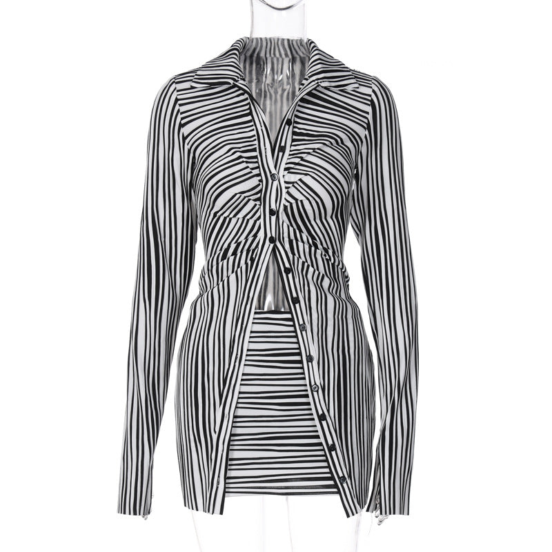 Zebra Print Cardigan & Bodycon Skirt Set – Bold Two-Piece