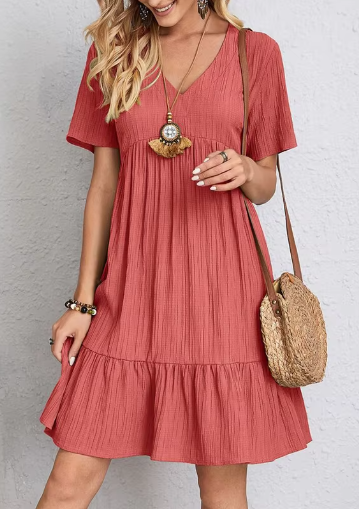 V-Neck Corset Waist Cake Skirt Dress
